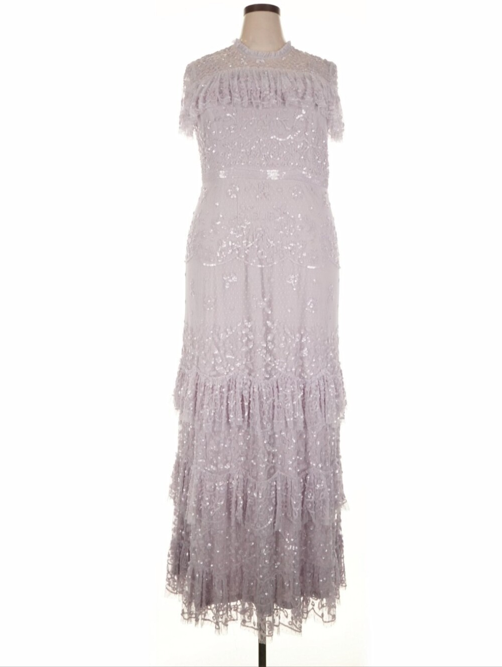 Mac Duggal Lace Beaded Embellished Evening Dress in Lilac Purple Plus Size 18